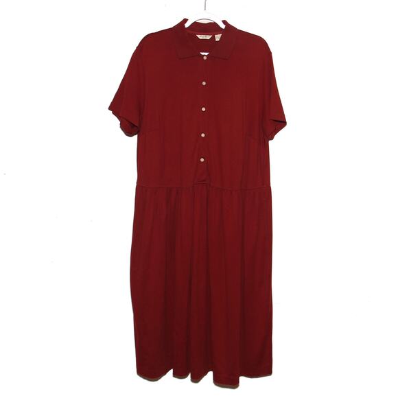 Eddie Bauer Cotton Short Sleeve Gathered Waist Dress Size 1X - Picture 1 of 8